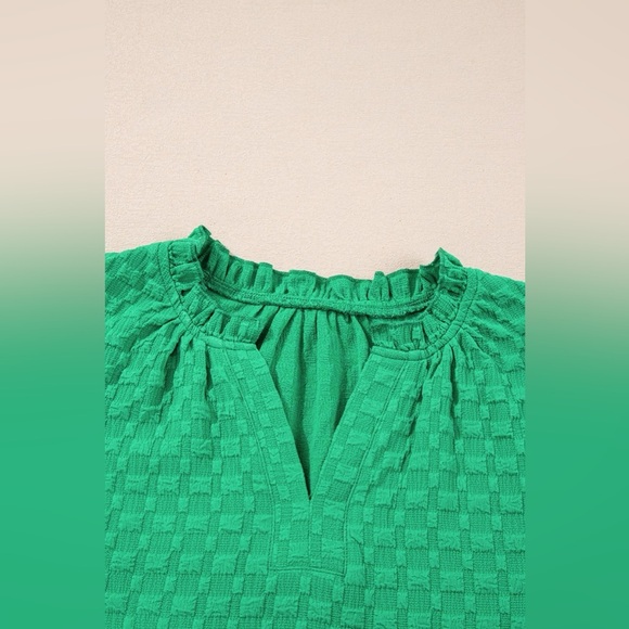 Oh Frill Notched Puff Sleeve Blouse - Picture 6 of 8